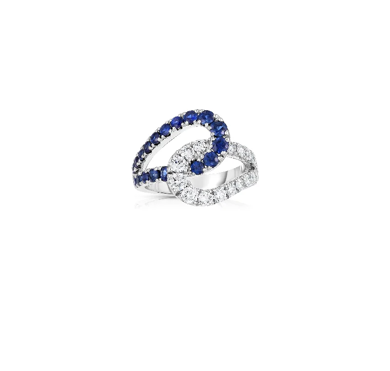 Rings with spiral designs for eye-catching twist -Sabel Collection 14K White Gold Infinity Knot Sapphire & Diamond Ring