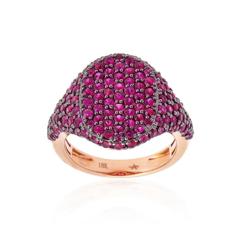 Rings with faceted garnet for deep shine -Sabel Collection 18K Rose Gold Oval Ruby Fashion Ring