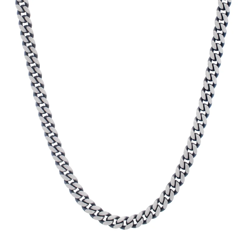 Best necklaces and pendants with art deco elements for a vintage, glamorous design-Silver Gun Metal Miami Cuban Chain