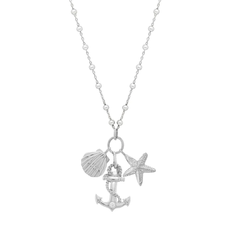 Beautiful necklaces and pendants with tree branch motifs for a nature-inspired design-Silver Sea Life Charm Necklace