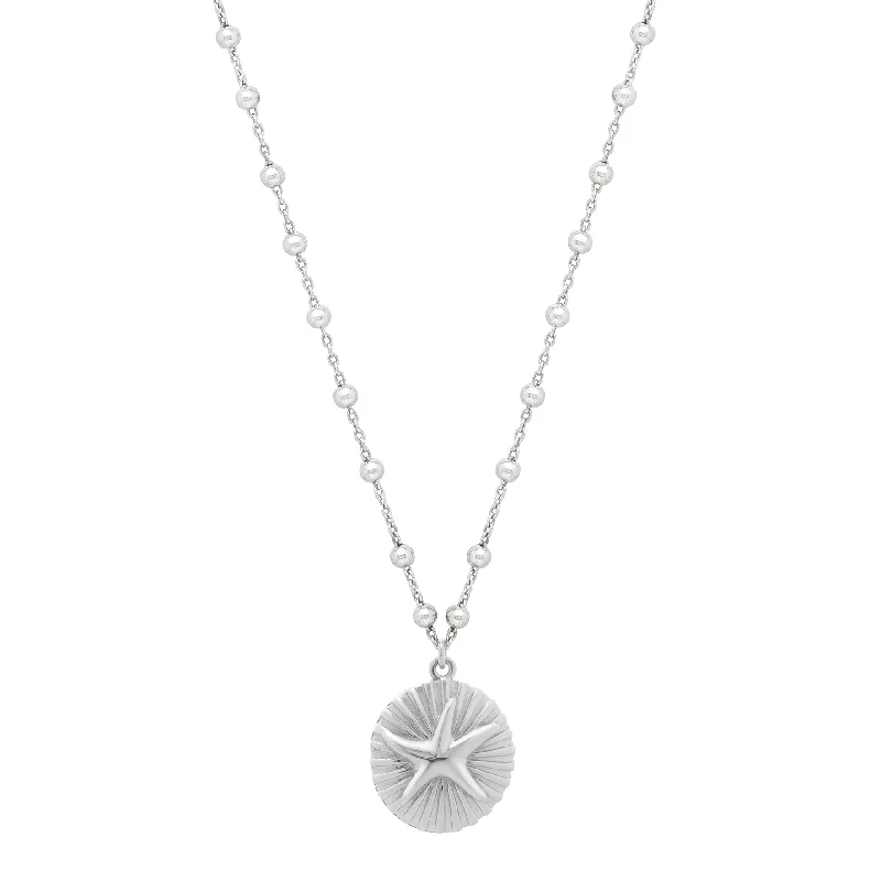 Necklaces and pendants with star-shaped designs for a whimsical, celestial touch-Silver Starfish Medallion Necklace