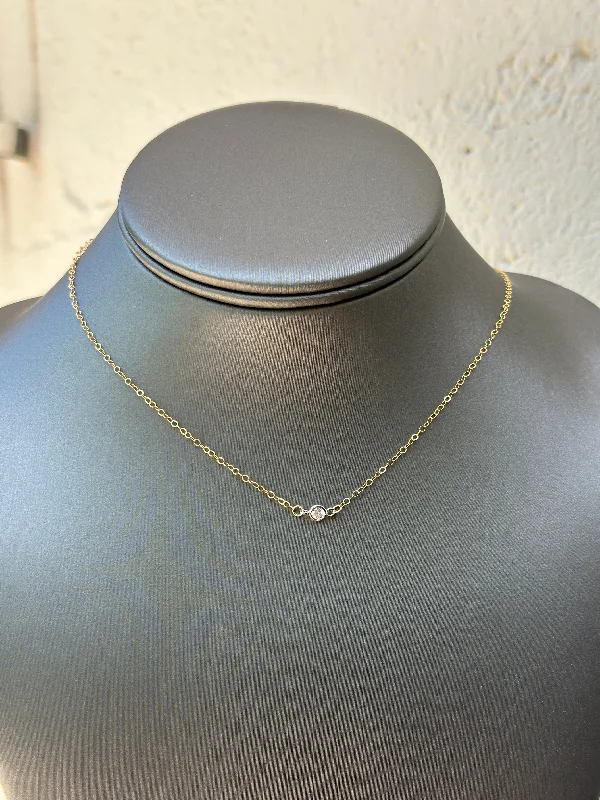 Necklaces and pendants with matching rings for a coordinated set of jewelry-Single CZ Link Necklace