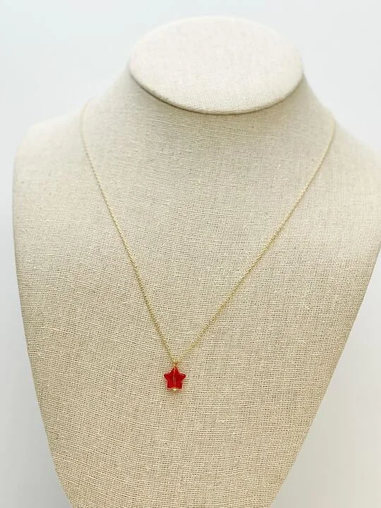 Necklaces and pendants with zodiac constellation designs for an astrological touch-Star Pendant Necklace - Red