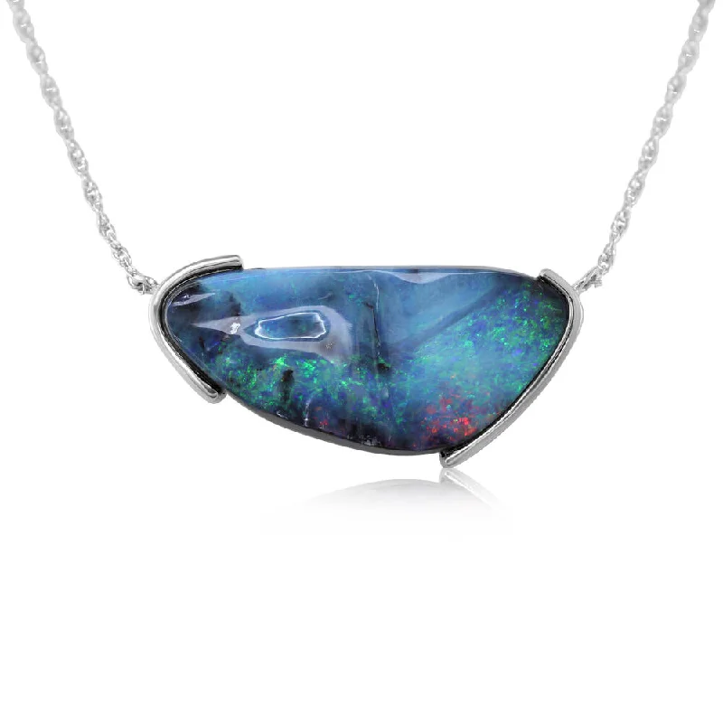 Stunning necklaces and pendants with birthstone pendants for a personal touch-Sterling Silver Australian Boulder Opal Neckpiece