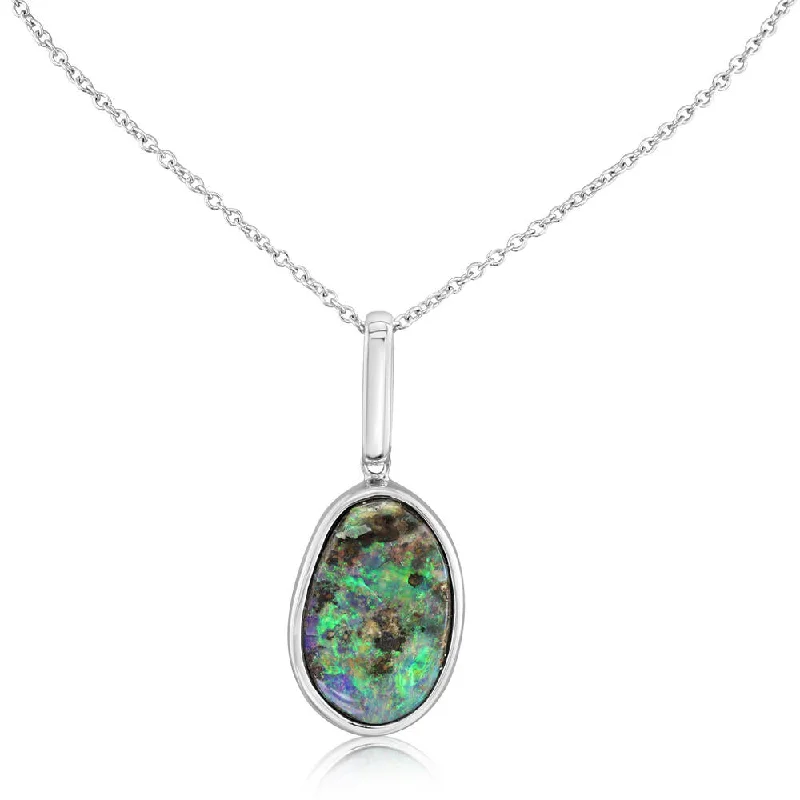 Necklaces and pendants with diamond pendants for a luxurious sparkling effect-Sterling Silver Australian Boulder Opal Pendant