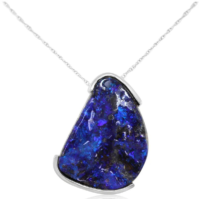 Necklaces and pendants with feather designs for a boho-chic, carefree vibe-Sterling Silver Australian Boulder Opal Pendant