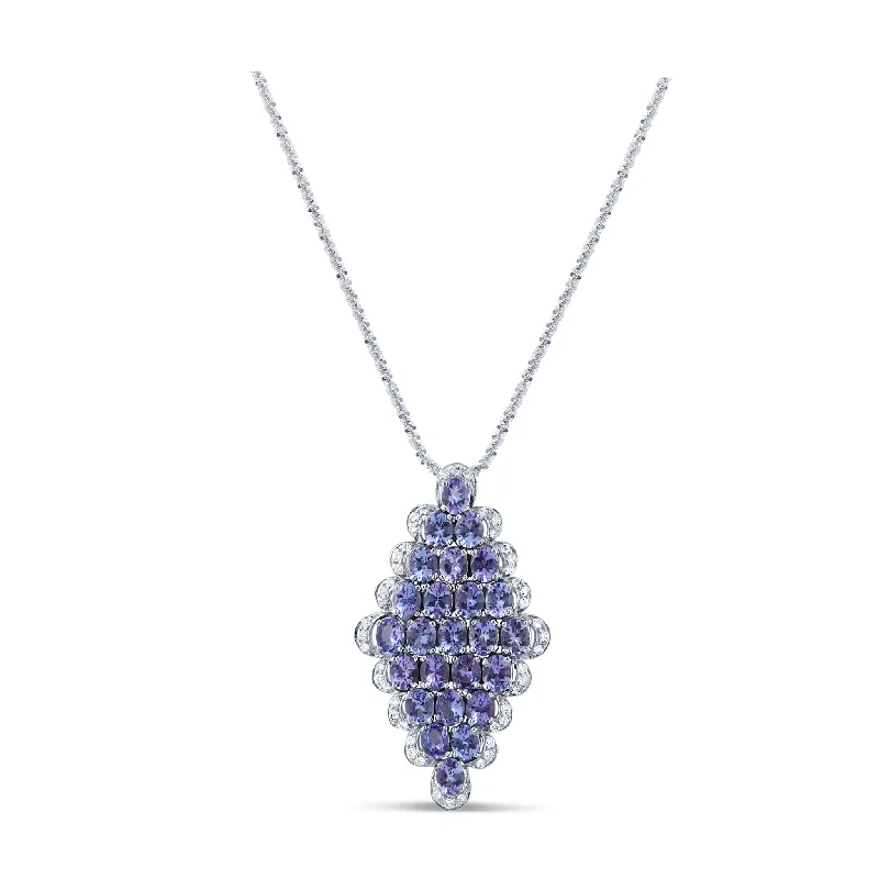 Beautiful necklaces and pendants with diamond-encrusted designs for maximum sparkle-Tanzanite And Diamond Necklace In 18K White Gold