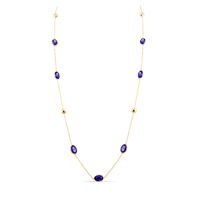 Elegant necklaces and pendants with gold chains for a chic, timeless appearance-Tanzanite Oval Necklace In 18K Yellow Gold