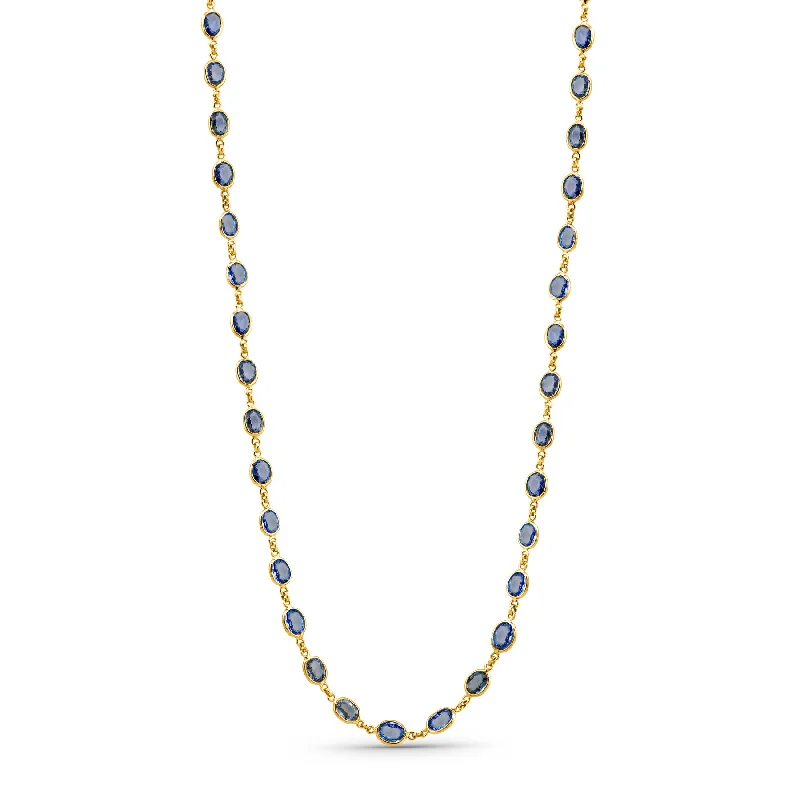 Necklaces and pendants with geometric pendants for a clean, contemporary design-Tanzanite Oval Necklace In 18K Yellow Gold