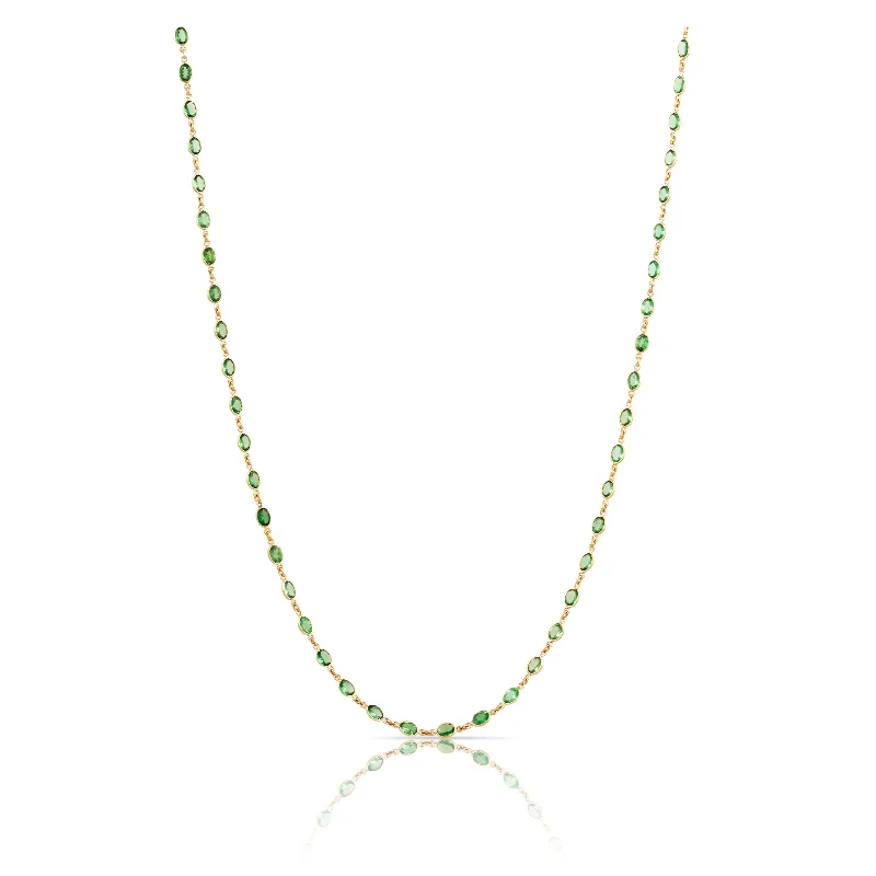 Best necklaces and pendants with seashell designs for a tropical, beachy vibe-Tsavorite Oval Necklace In 18K Yellow Gold