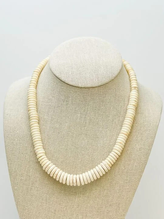 Unique necklaces and pendants with vintage-inspired designs for timeless appeal-Western Ivory Stone Disc Necklace