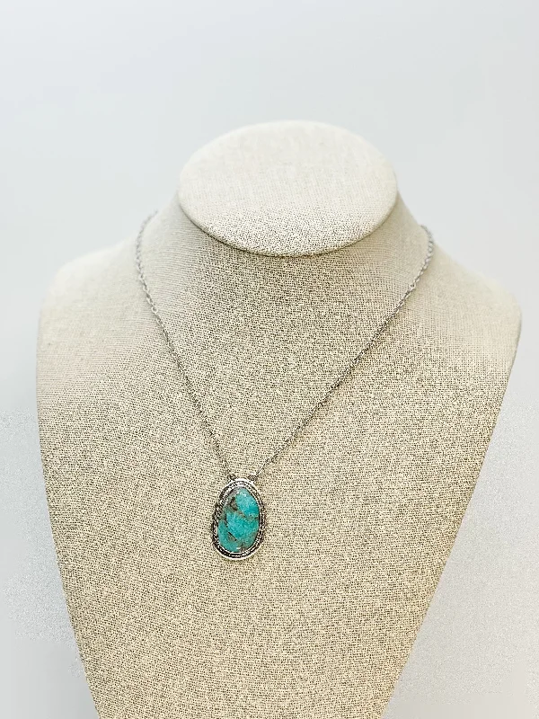 Best necklaces and pendants with vintage coin pendants for a unique accessory-Western Semi-Precious Stone Pendant Necklace - Turquoise