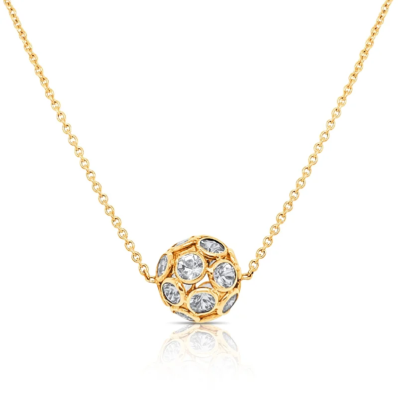 Necklaces and pendants with leaf-shaped designs for an earthy, organic feel-White Sapphire Necklace In 18K Yellow Gold