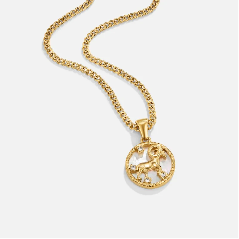 Necklaces and pendants with ocean-inspired designs for a refreshing, beachy feel-White Shell Zodiac Coin Necklace