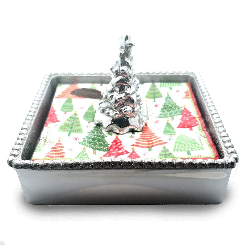 Unique necklaces and pendants with artistic shapes for a creative, one-of-a-kind design-Xmas Tree Lights Beaded Napkin Box