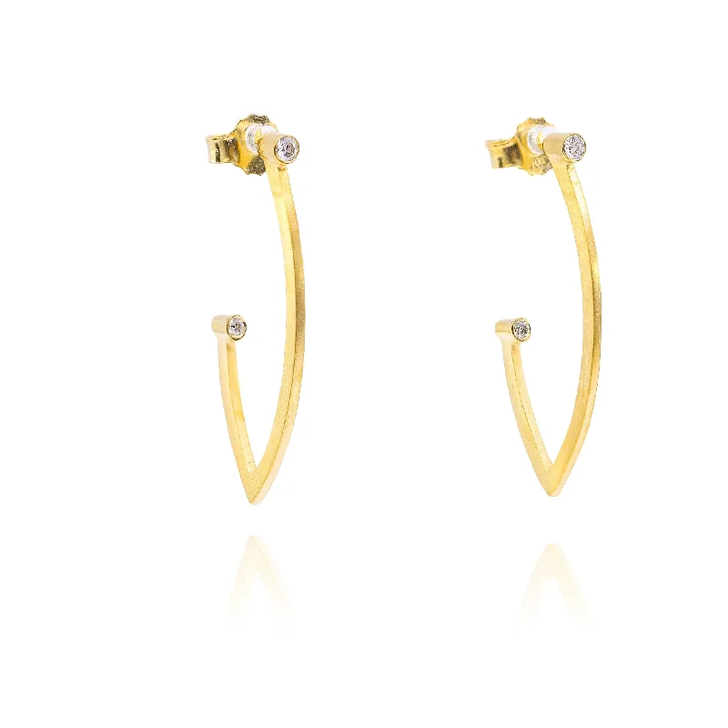 Crystal Drop Earrings for Sparkle -MARIKA 14K YELLOW GOLD DIAMOND V HOOP EARRINGS - 0.14CTW