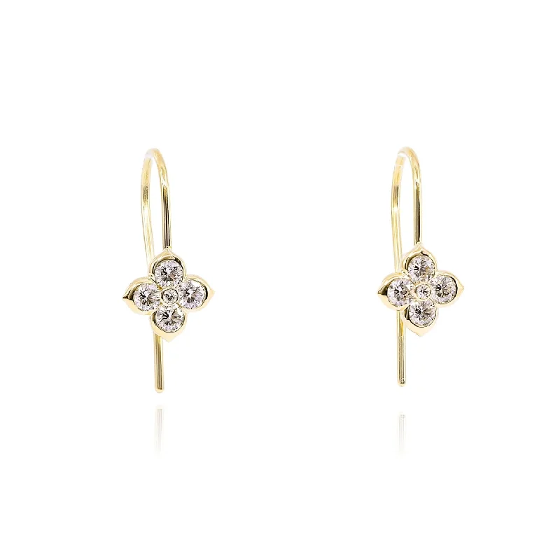 Drop Earrings for Travel Look -MARK PATTERSON 18K YELLOW GOLD 'ALYSSUM' DIAMOND SHEPHERD HOOK EARRINGS - 0.61CTW