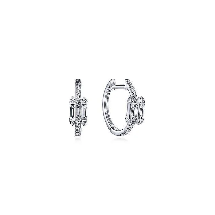 Bohemian Drop Earrings with Tassels -Gabriel & Co. - 14k White Gold Huggie