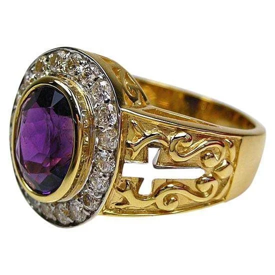 14K Yellow Gold Amethyst Bishop Ring