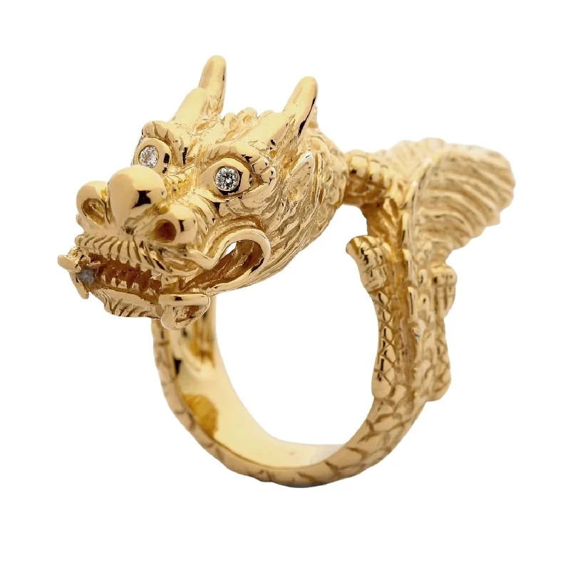 14K Yellow Gold Dragon Ring