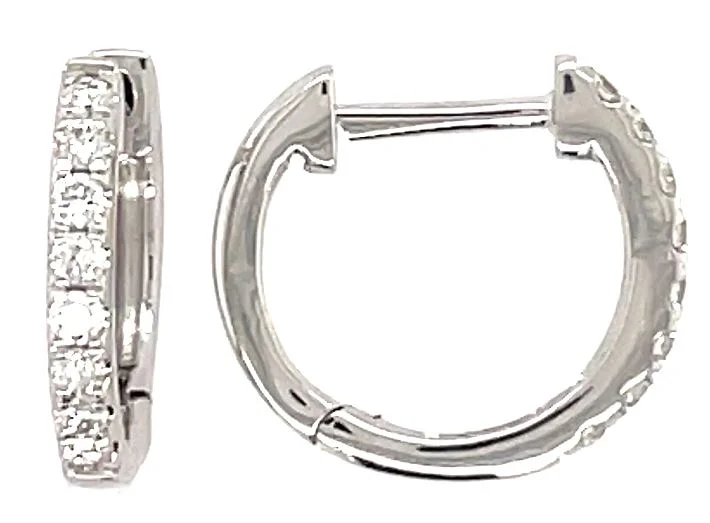 Drop Earrings with Keyhole Designs -14W Diamond Huggy Hoop Earrings