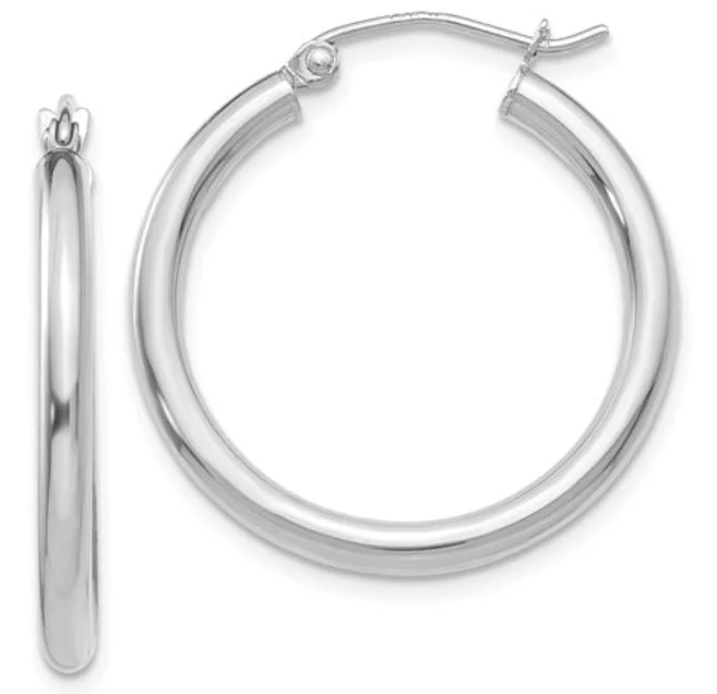 Pearl Drop Earrings for Elegance -14W Polished 25mm Tube Hoop Earrings