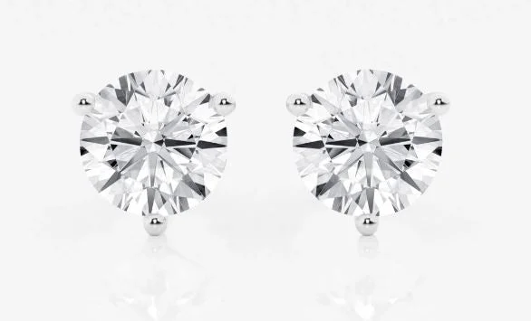 Drop Earrings with Matte Finish -14W Round Brilliant Cut Large Diamond Stud Earrings in Martini Settings, ~4.5mm, .67ctw