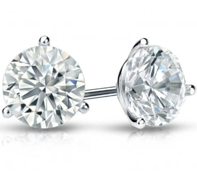 Drop Earrings for Beach Outfit -14W Round Martini Diamond Earrings