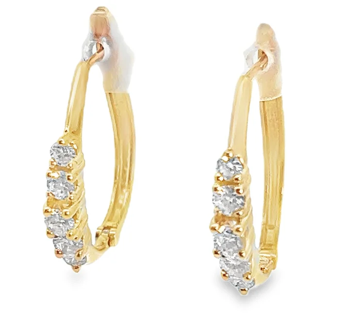 Drop Earrings for Wedding Ceremony -14Y 5 Round Graduated Diamond Hoop Earrings