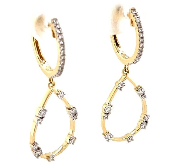 Drop Earrings with Knot Designs -14Y Pear Shaped Diamond Earrings