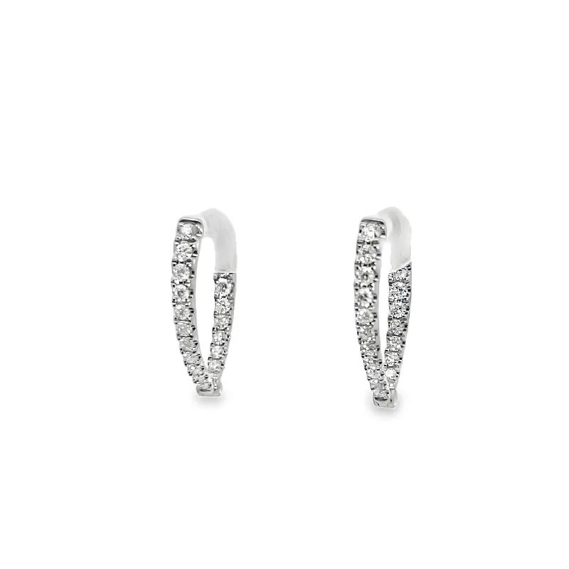 Crystal and Pearl Drop Earrings for Glamour -18K "V" Shaped Inside/Out Diamond Earrings