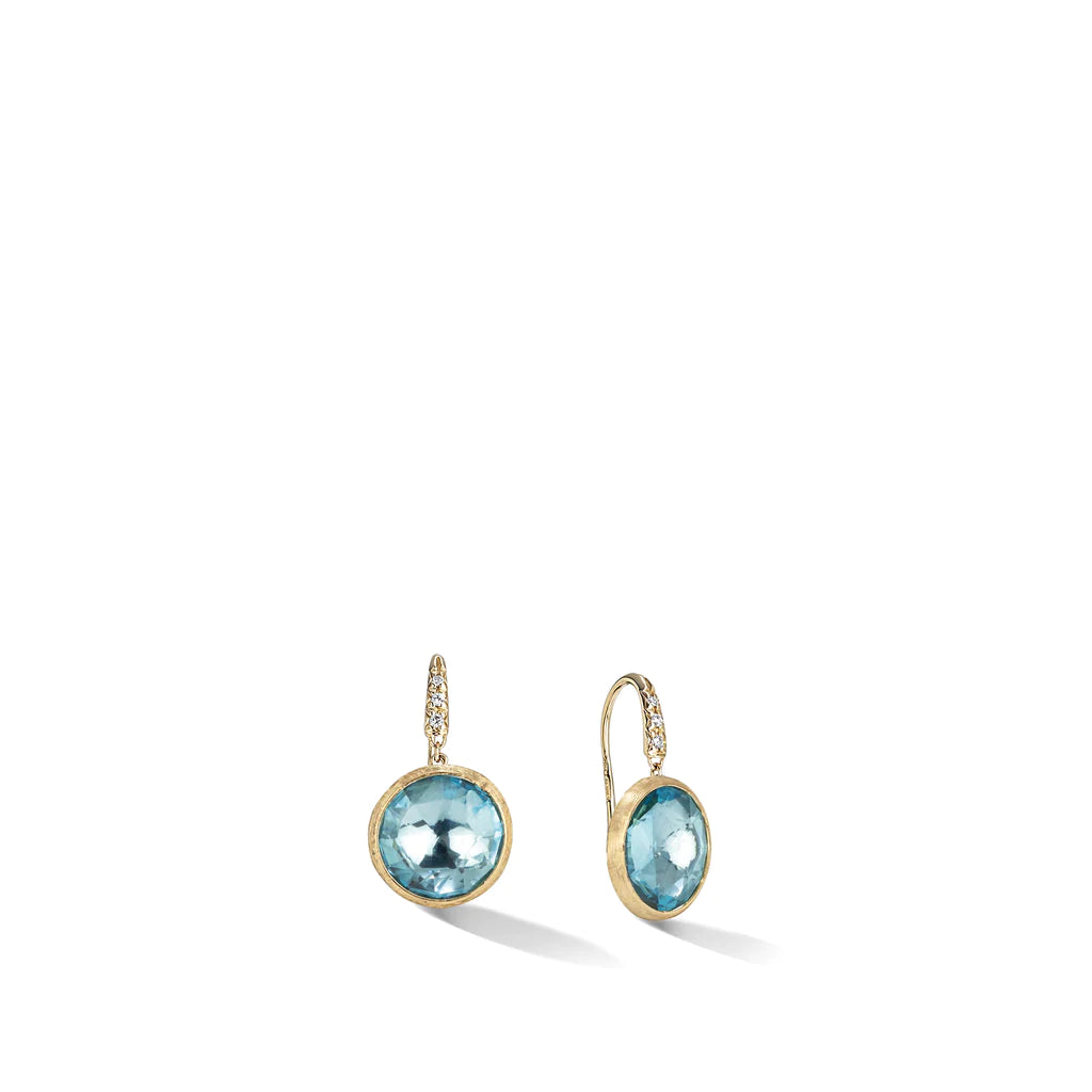 Waterproof Drop Earrings for Outdoor -Marco Bicego Jaipur Color Collection Topaz and Yellow Gold Drop Earrings