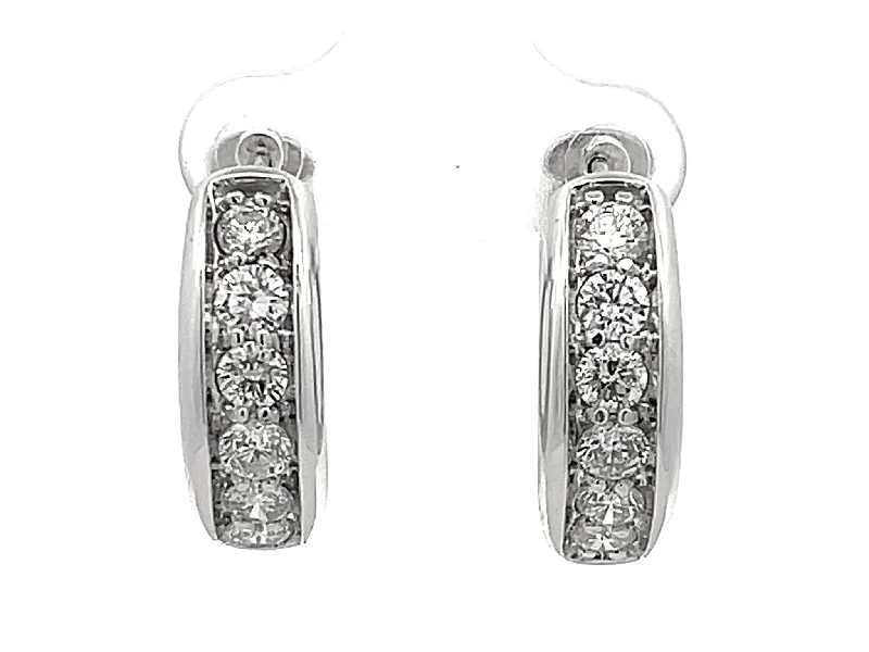 Drop Earrings for Beach Outfit -2 Carat Diamond Hoop Earrings in 10k White Gold