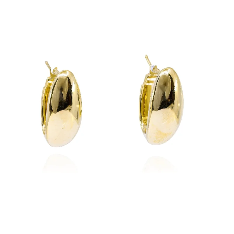 Screw Back Drop Earrings for Security -18K YELLOW GOLD U-HOOP EARRINGS