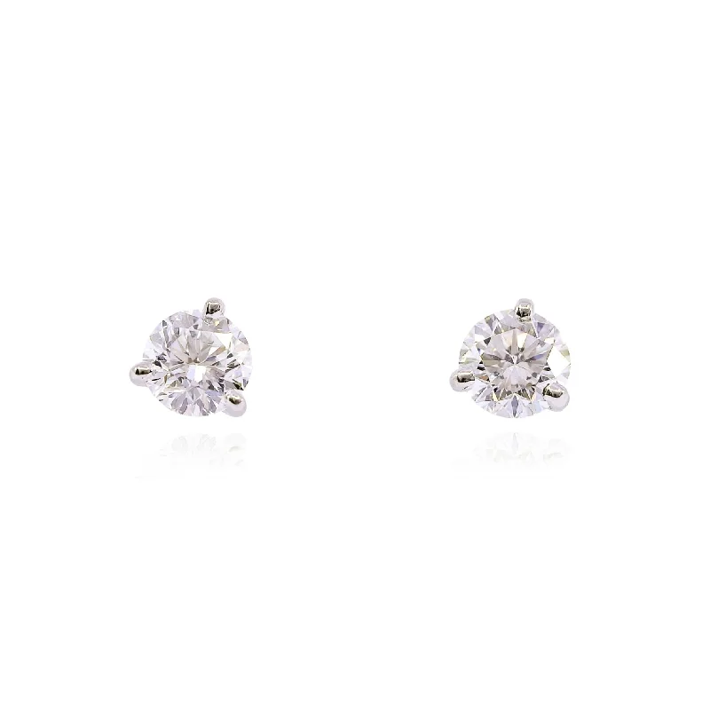 Drop Earrings with Animal Motifs -PLATINUM DIAMOND STUD EARRINGS - 1.01CTW