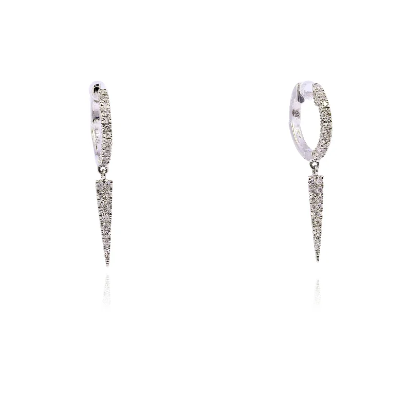 Drop Earrings with Abstract Designs -MEIRA T 14K WHITE GOLD DIAMOND SPIKE DANGLE EARRINGS - 0.32CTW