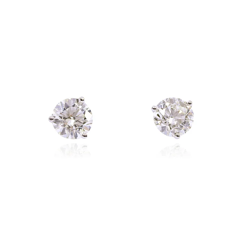 Drop Earrings with Knot Designs -14K WHITE GOLD DIAMOND STUD EARRINGS - 1.41CTW