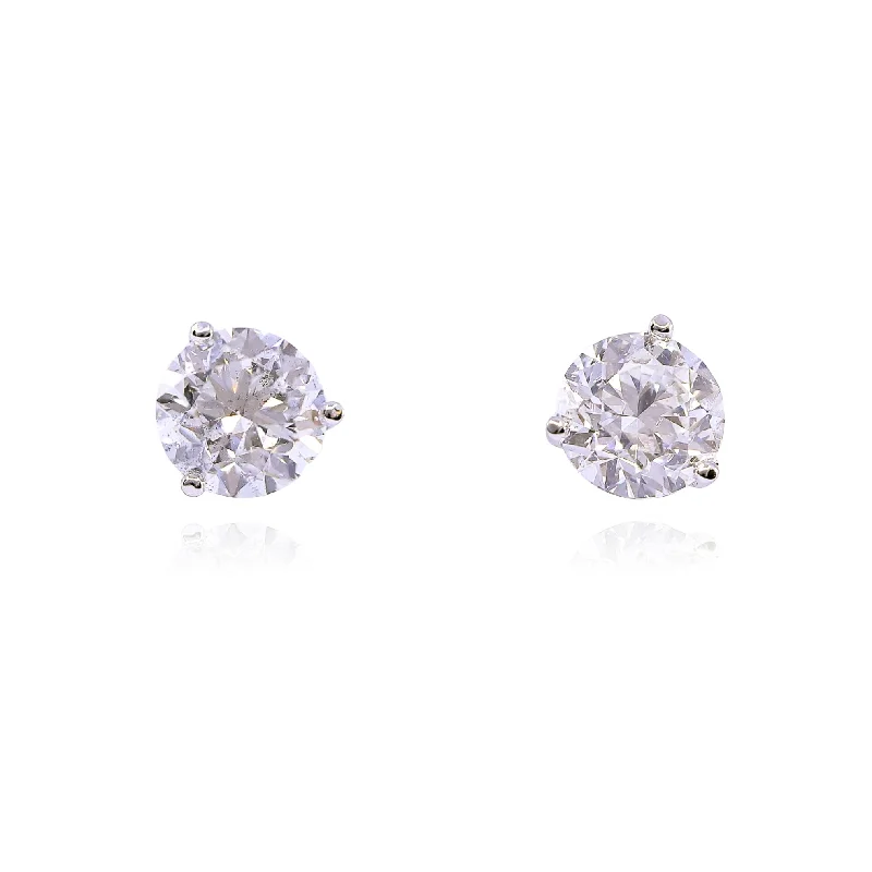 Drop Earrings with Wave Designs -14K WHITE GOLD DIAMOND STUD EARRINGS - 2.01CTW