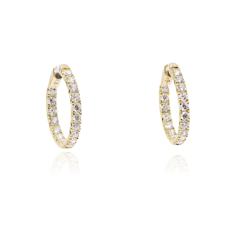 Drop Earrings for Yoga Session -MARK PATTERSON 18K YELLOW GOLD 'ESSENTIALS' DIAMOND HOOP EARRINGS - 1.91CTW