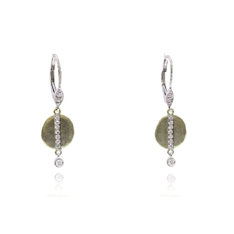 Heavy Duty Drop Earrings for Durability -MEIRA T 14K YELLOW GOLD DIAMOND DISC LEVER BACK EARRINGS - 0.19CTW