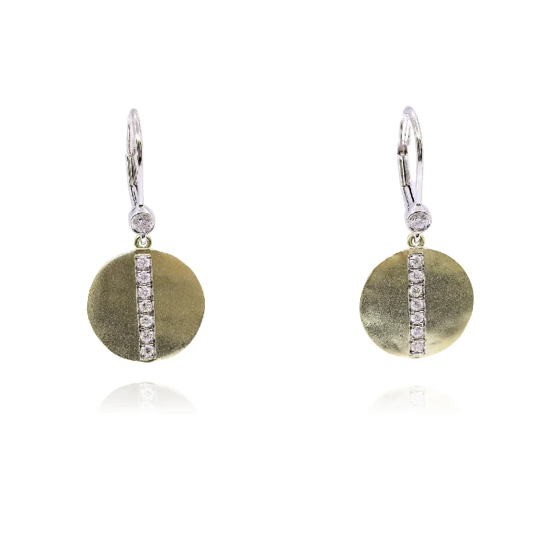 Lightweight Drop Earrings for All Day -MEIRA T 14K YELLOW GOLD DIAMOND DISC LEVERBACK EARRINGS - 0.28CTW