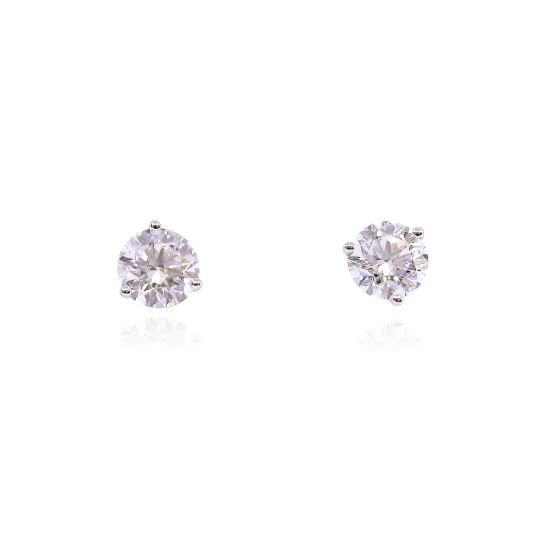 Pearl Drop Earrings for Elegance -14K WHITE GOLD DIAMOND STUD EARRINGS - 1.01CTW