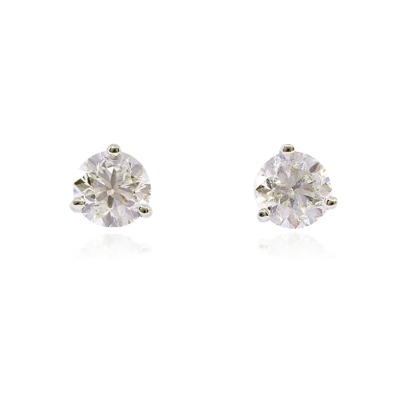 Drop Earrings for Prom Night -14K WHITE GOLD DIAMOND STUD EARRINGS - 2.03CTW