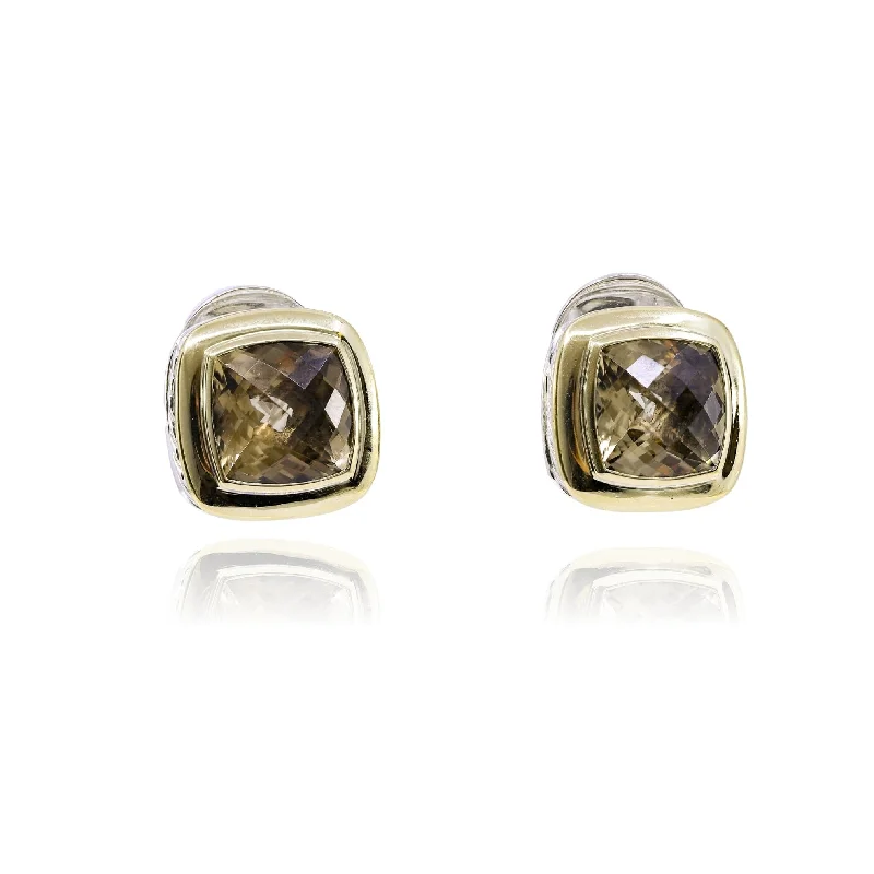 Magnetic Closure Drop Earrings for Easy -ESTATE DAVID YURMAN 18K YELLOW GOLD STERLING SILVER CITRINE EARRINGS