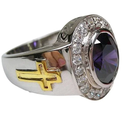 Amethyst Sterling Silver Bishop Ring