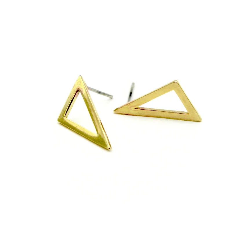 Punk Drop Earrings with Spikes -Angled Triangle Earrings - Brass