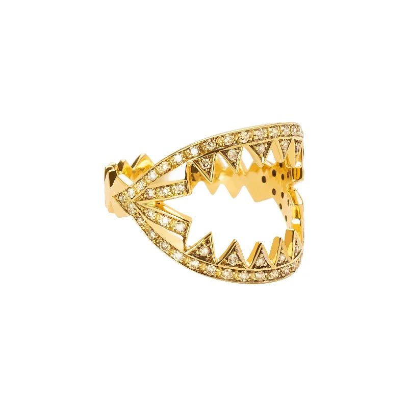 Zig Zag Brown Diamond Ring - Yellow Gold