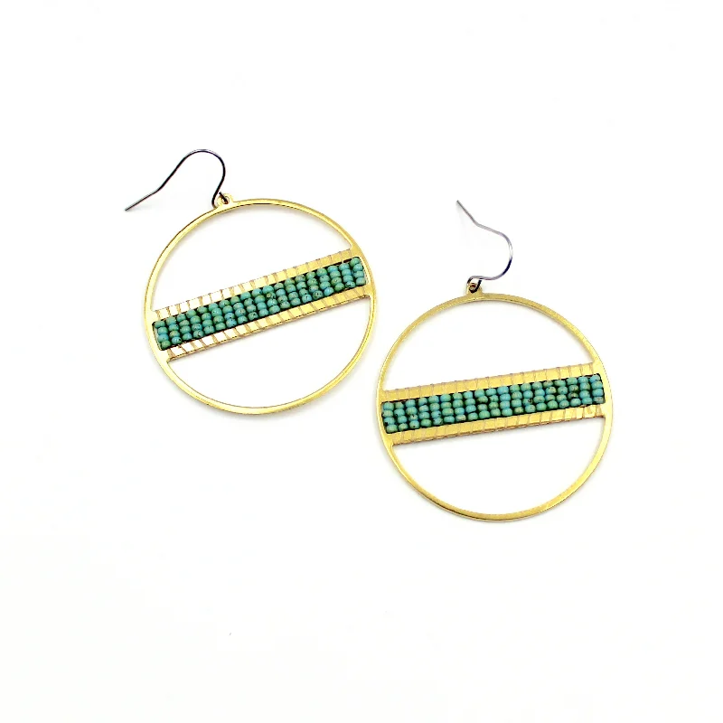 Minimalist Drop Earrings with Simplicity -Ashleigh Earrings - Woven Seed Beads