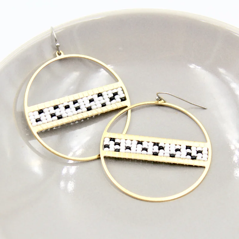 Drop Earrings with Chevron Designs -Aubrey Earrings - Woven Seed Beads