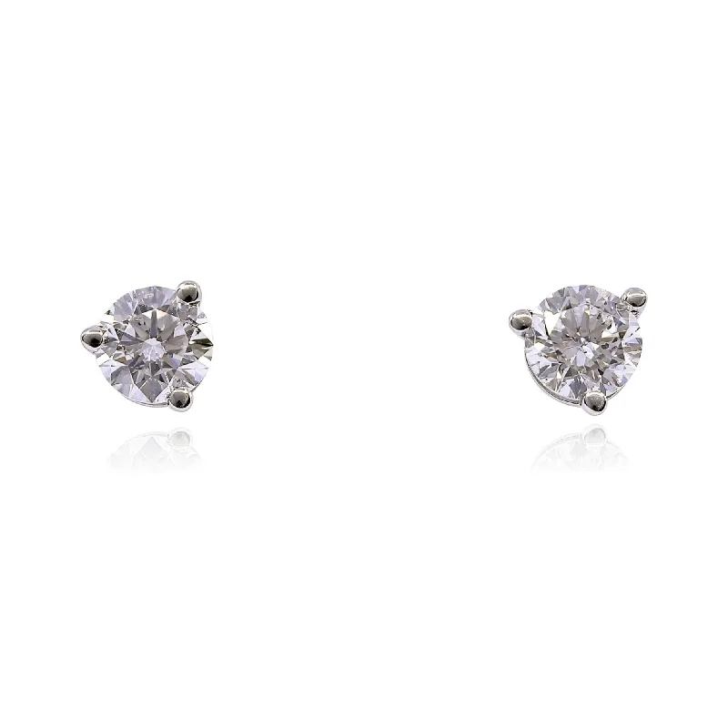 Drop Earrings with Wave Designs -14K WHITE GOLD DIAMOND STUD EARRINGS - 0.50CTW